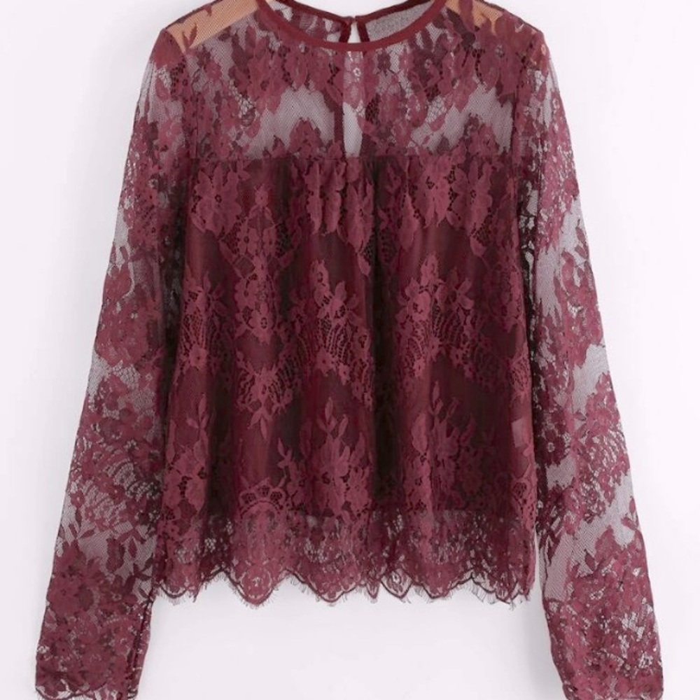 Burgundy Lace Blouse